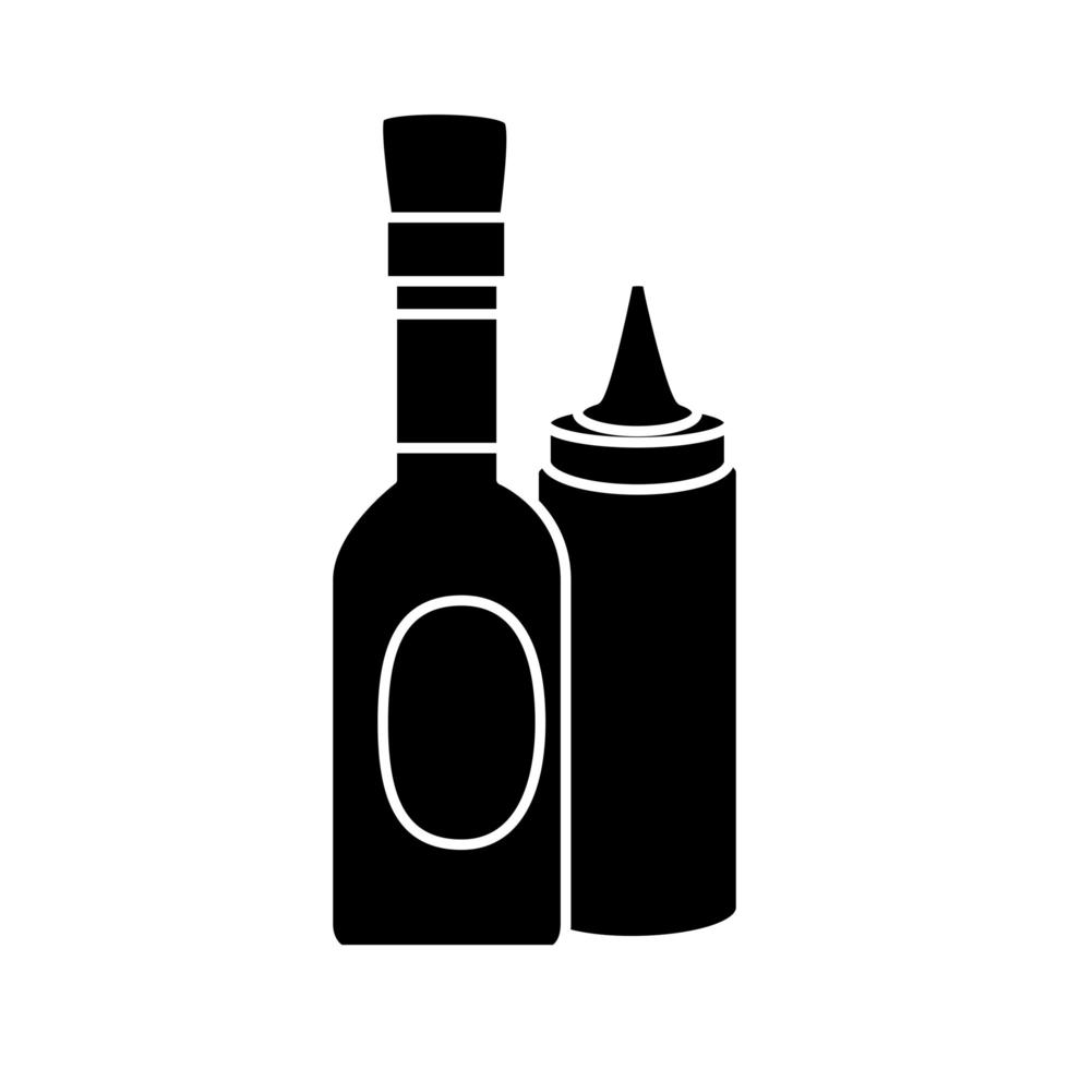 silhouette de l'ensemble de délicieuses sauces icône isolé vecteur