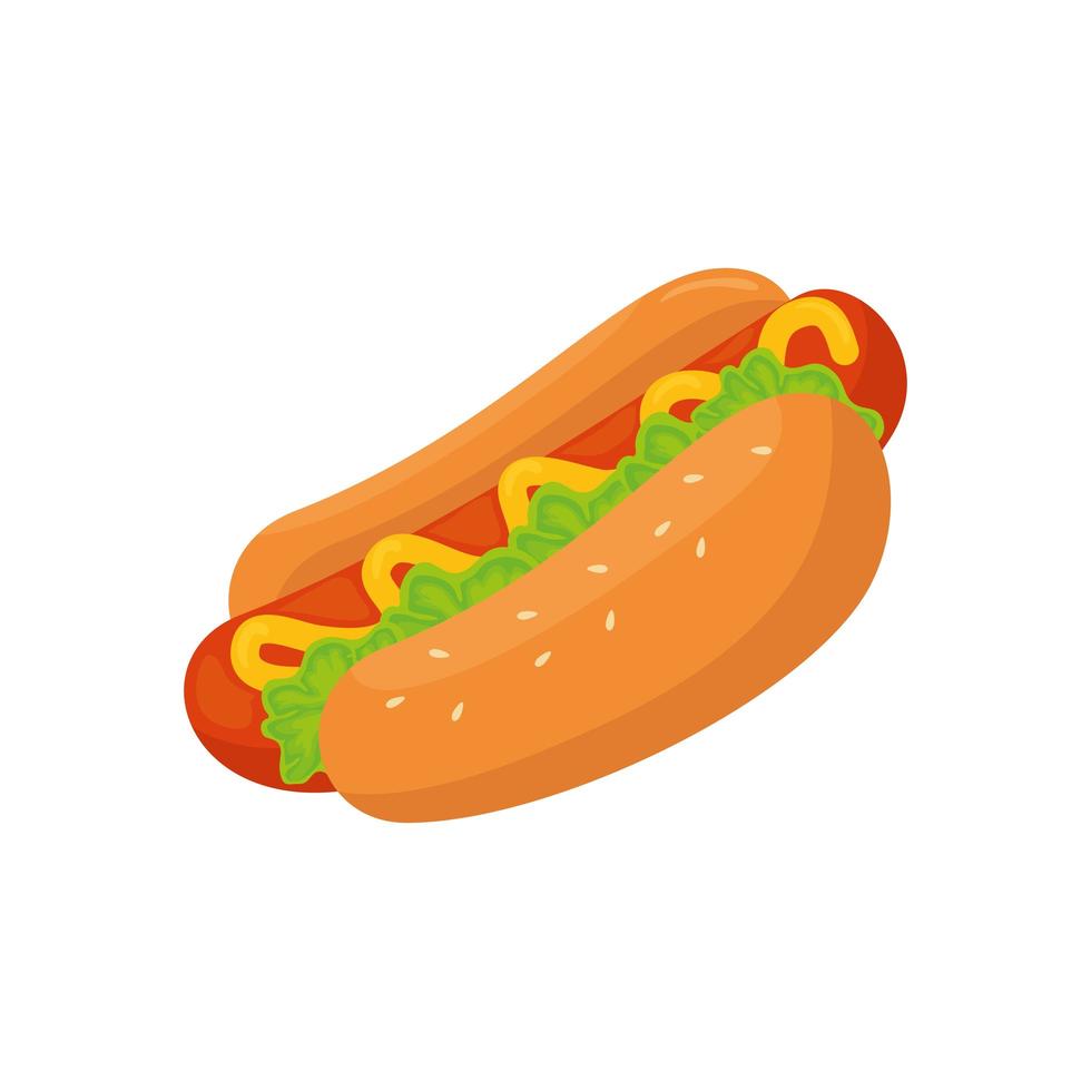 Délicieux hot-dog Fast-Food icône isolé vecteur