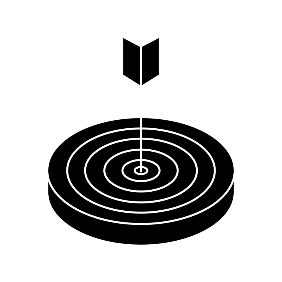 silhouette de cible avec l'icône isolé flèche vecteur