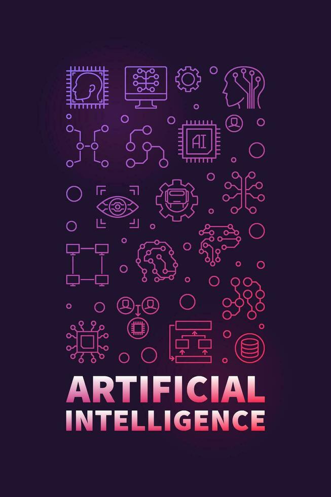 ai artificiel intelligence La technologie concept verticale contour coloré bannière ou illustration vecteur