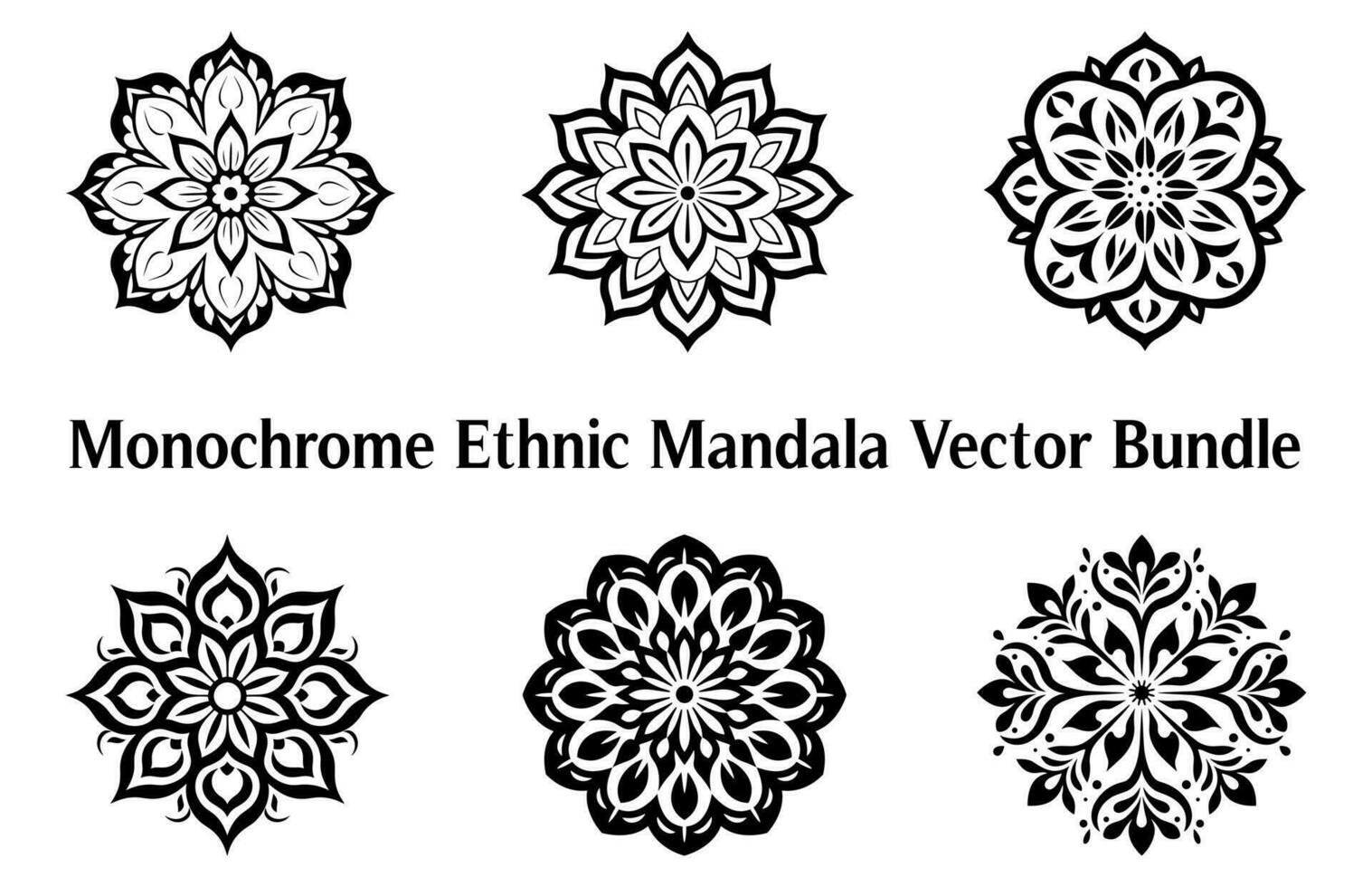 noir et blanc abstrait circulaire modèle mandala, mandala ligne dessin conception, ornemental mandala avec floral motifs, ornemental luxe mandala modèle, ensemble de vecteur boho mandala illustration