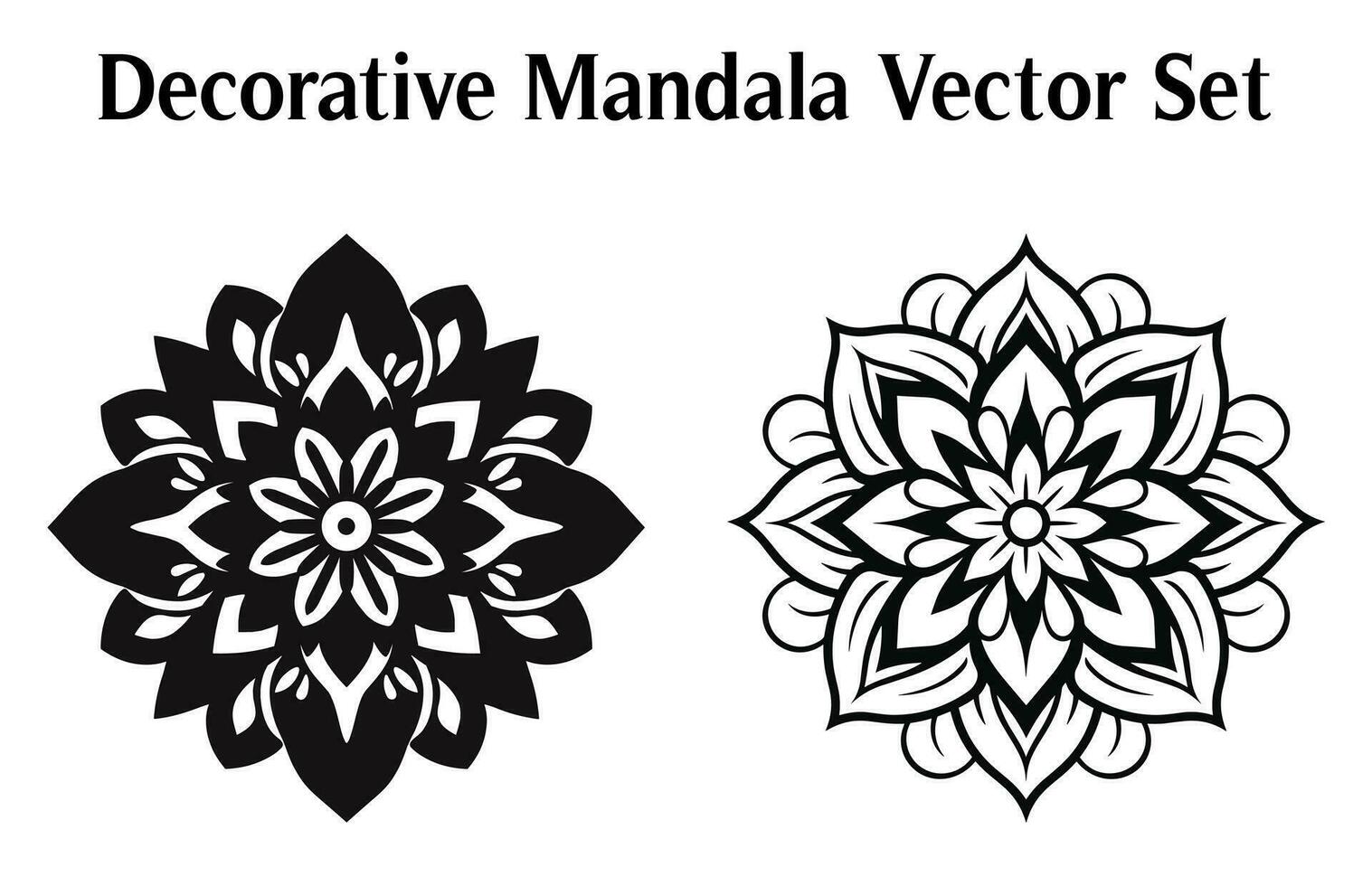 noir et blanc abstrait circulaire modèle mandala, mandala ligne dessin conception, ornemental mandala avec floral motifs, ornemental luxe mandala modèle, ensemble de vecteur boho mandala illustration