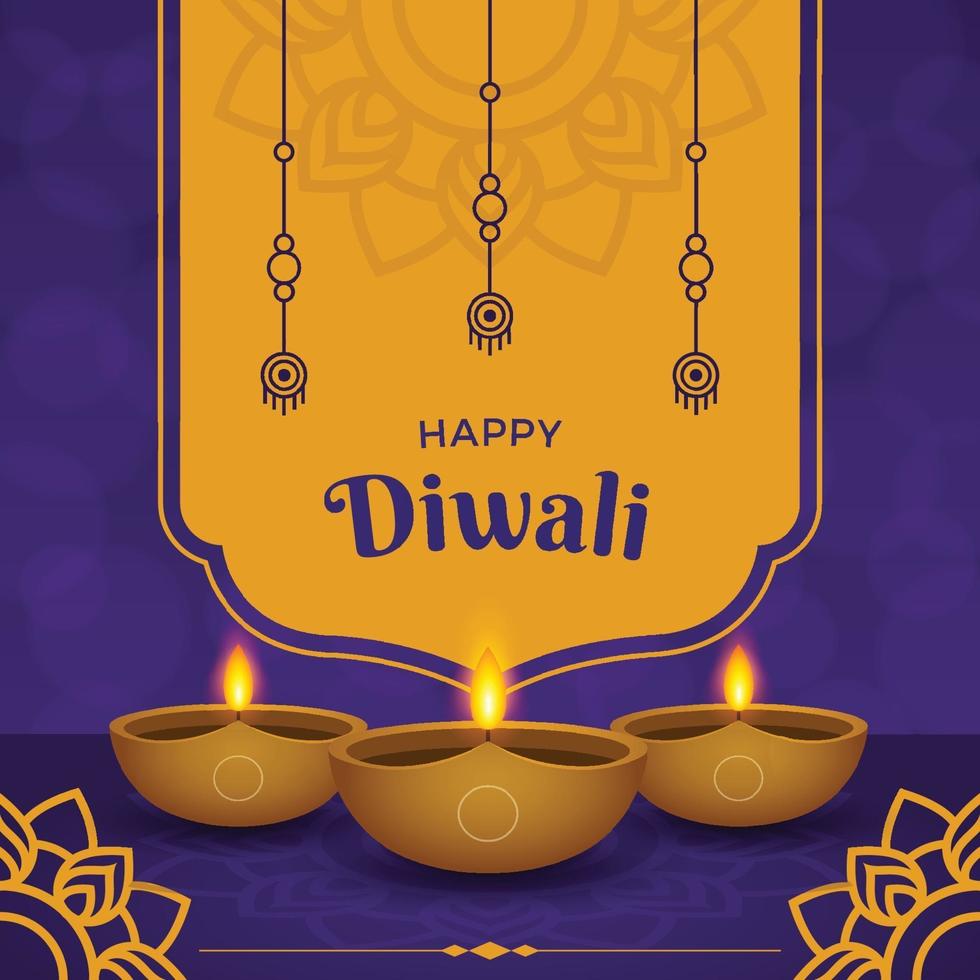 fond violet joyeux diwali vecteur