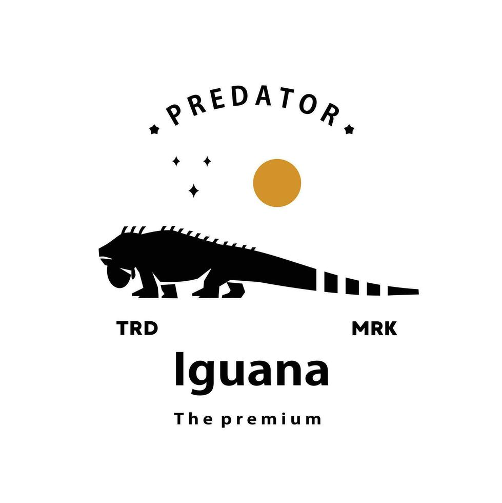 ancien rétro branché iguane logo vecteur silhouette art icône