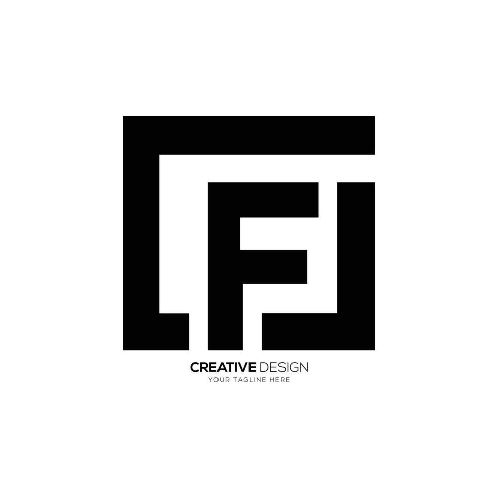 lettre c F j avec rectangle forme unique conception concept monogramme logo vecteur