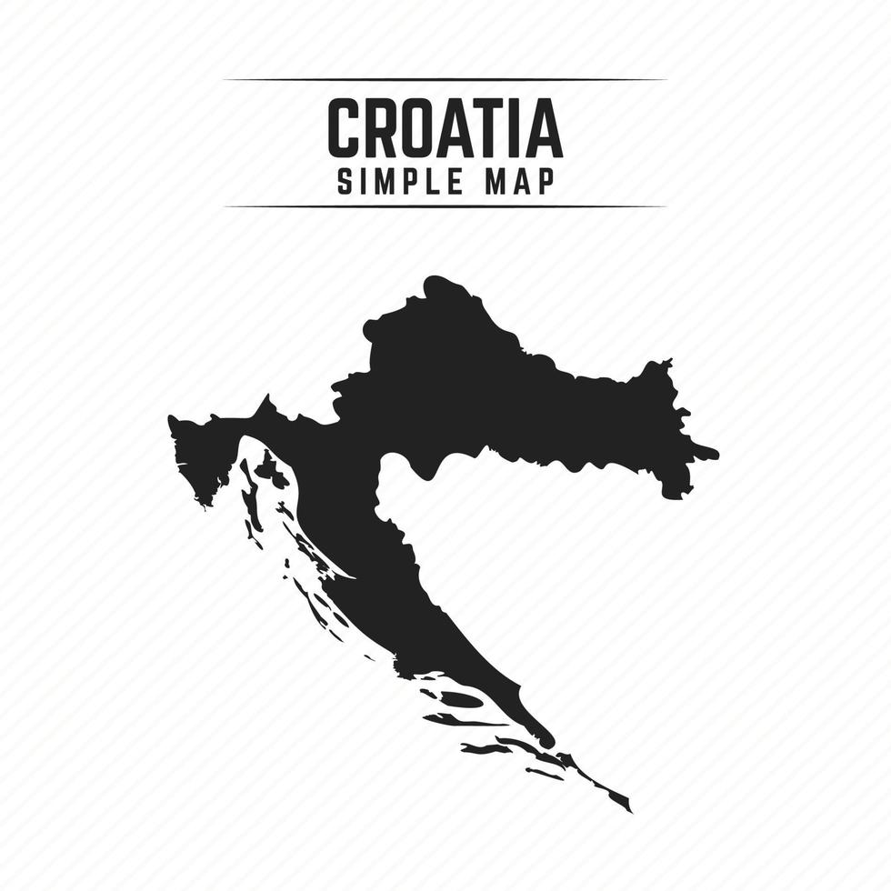 Carte noire simple de la Croatie isolé sur fond blanc vecteur