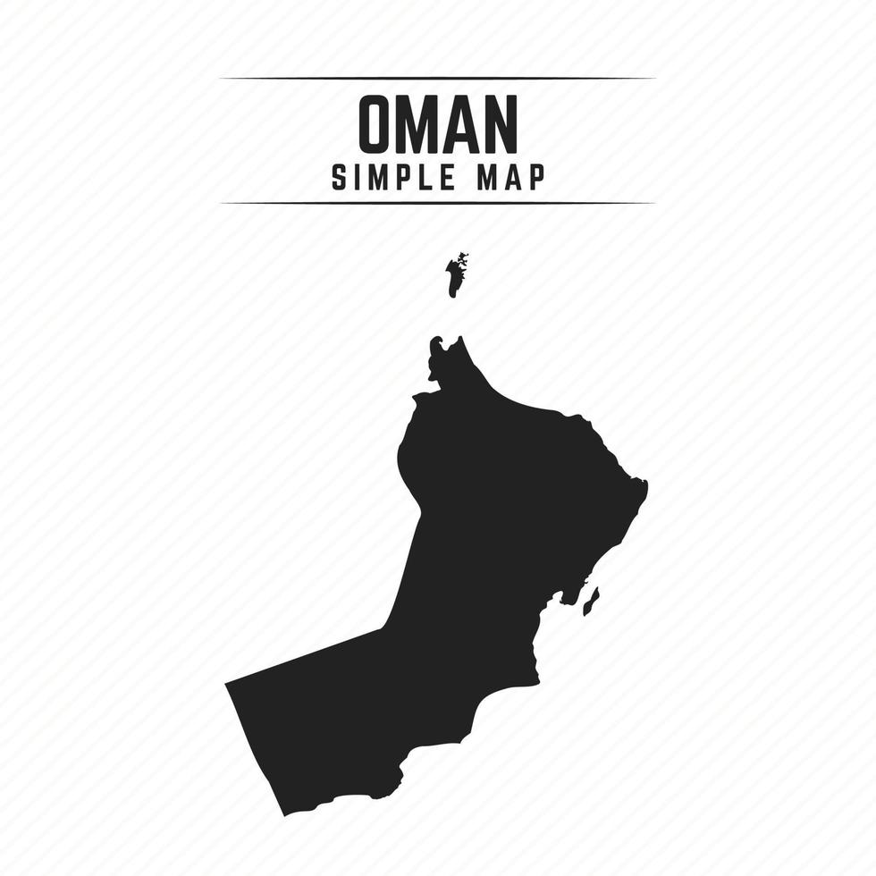 Carte noire simple d'Oman isolé sur fond blanc vecteur