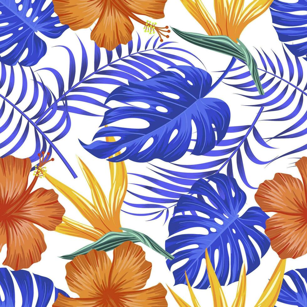 motif floral sans couture avec des feuilles. fond tropical vecteur