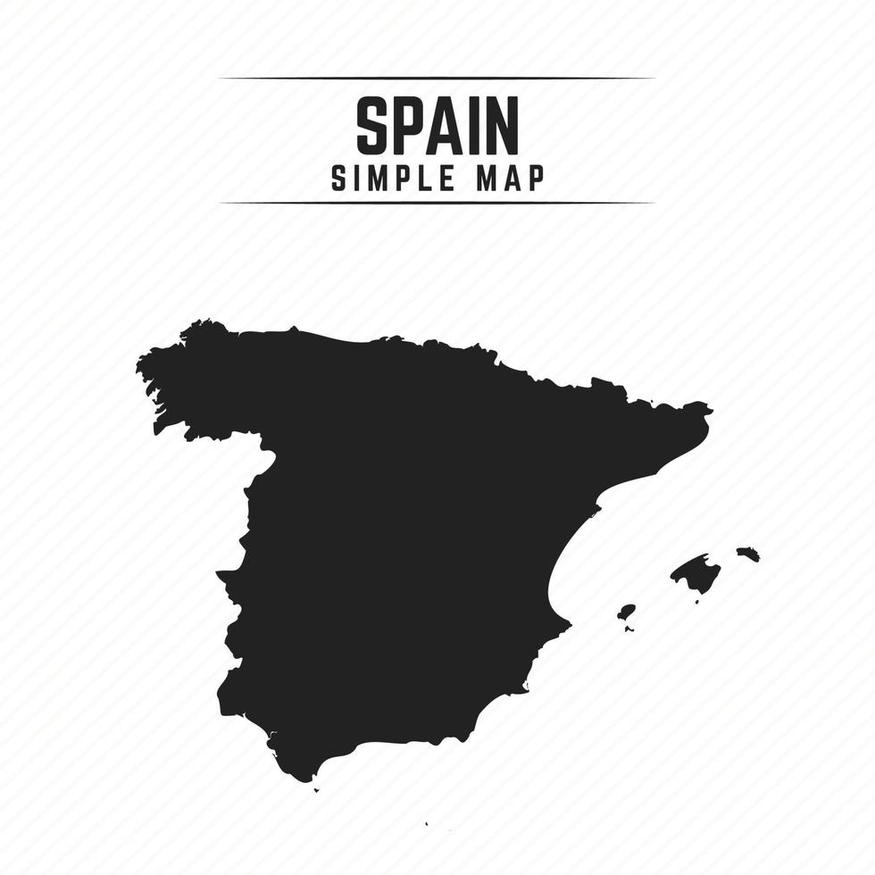 Carte noire simple de l'Espagne isolé sur fond blanc vecteur