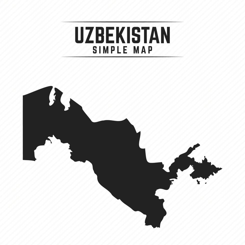 Carte noire simple de l'Ouzbékistan isolé sur fond blanc vecteur