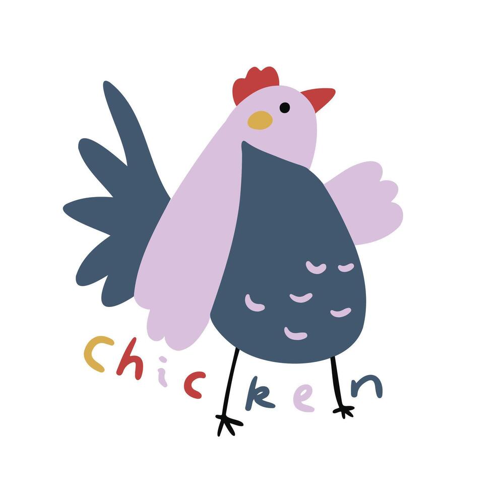 main tiré mignonne les enfants dessin animé animal illustration poulet vecteur