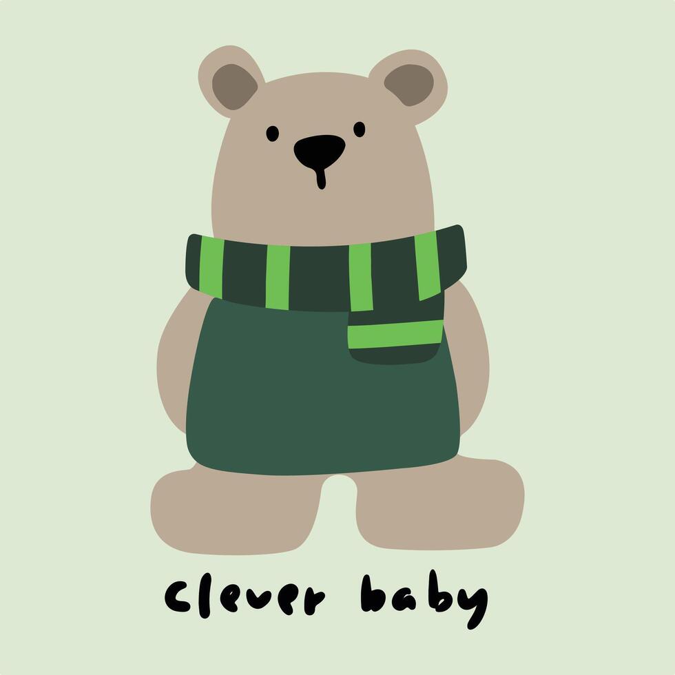 main tiré dessin animé les enfants illustration mignonne ours vecteur