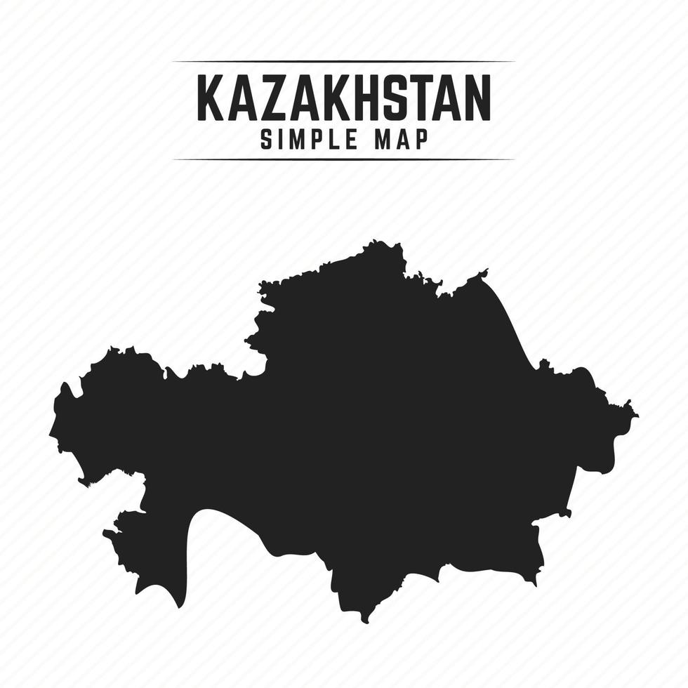 Carte noire simple du Kazakhstan isolé sur fond blanc vecteur