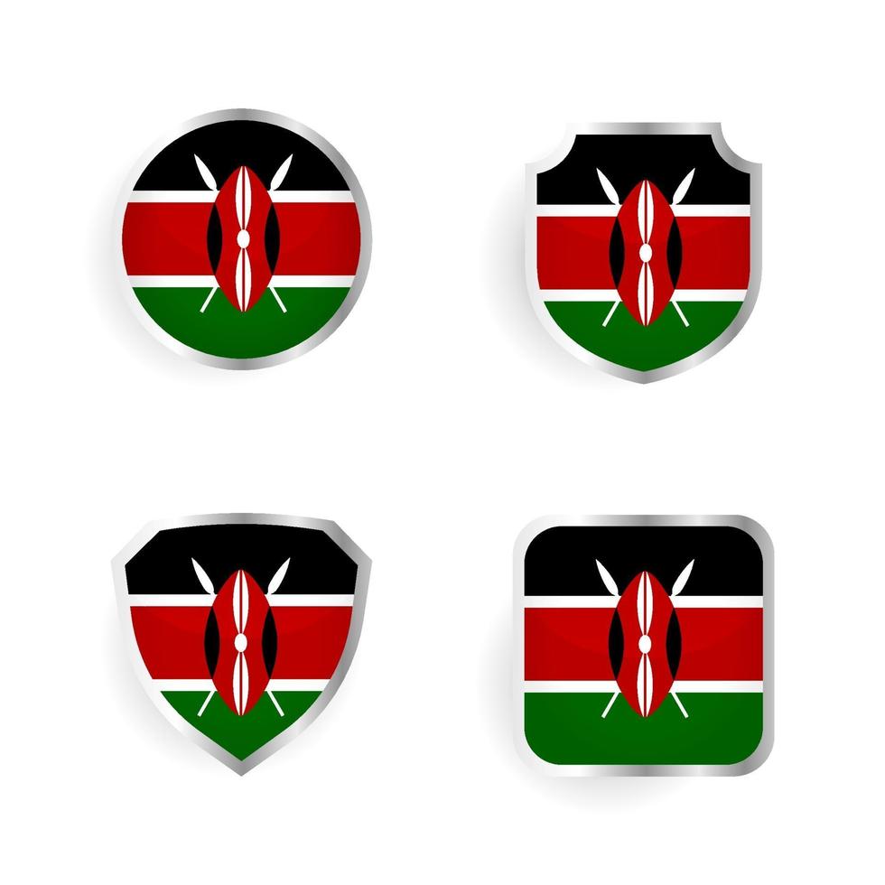 collection d'insignes et d'étiquettes du pays du kenya vecteur