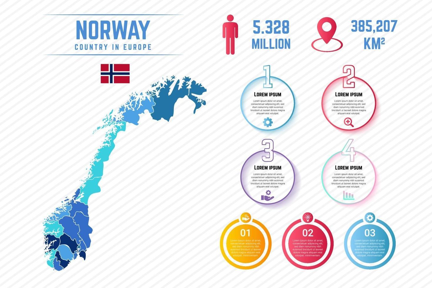 modèle d'infographie de carte colorée de norvège vecteur