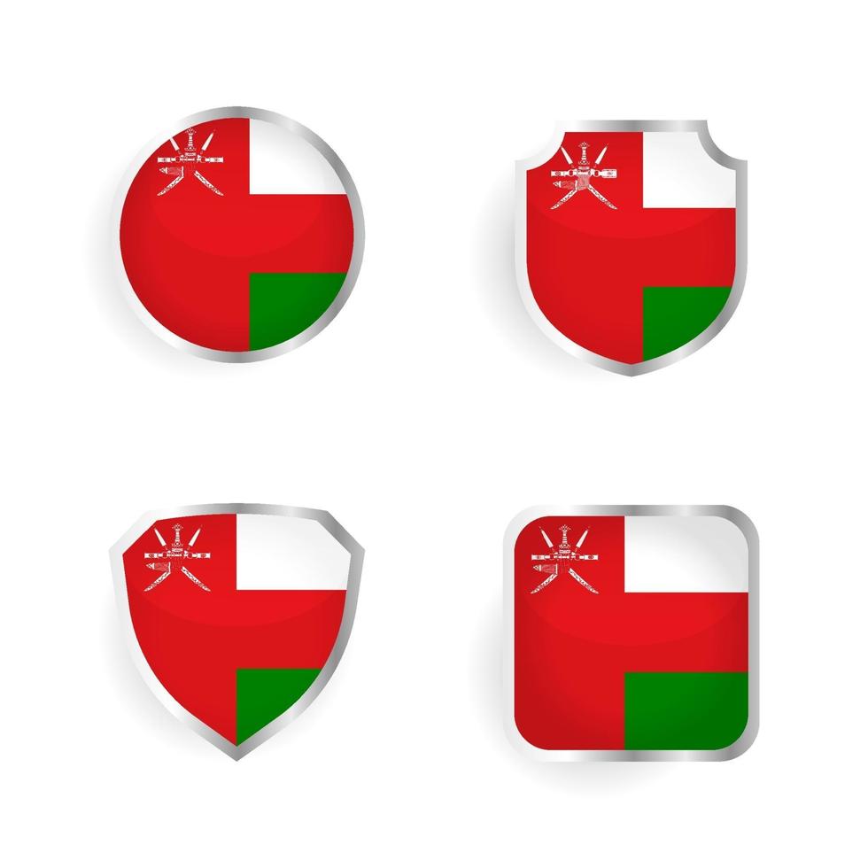 Collection d'insignes et d'étiquettes de pays d'oman vecteur