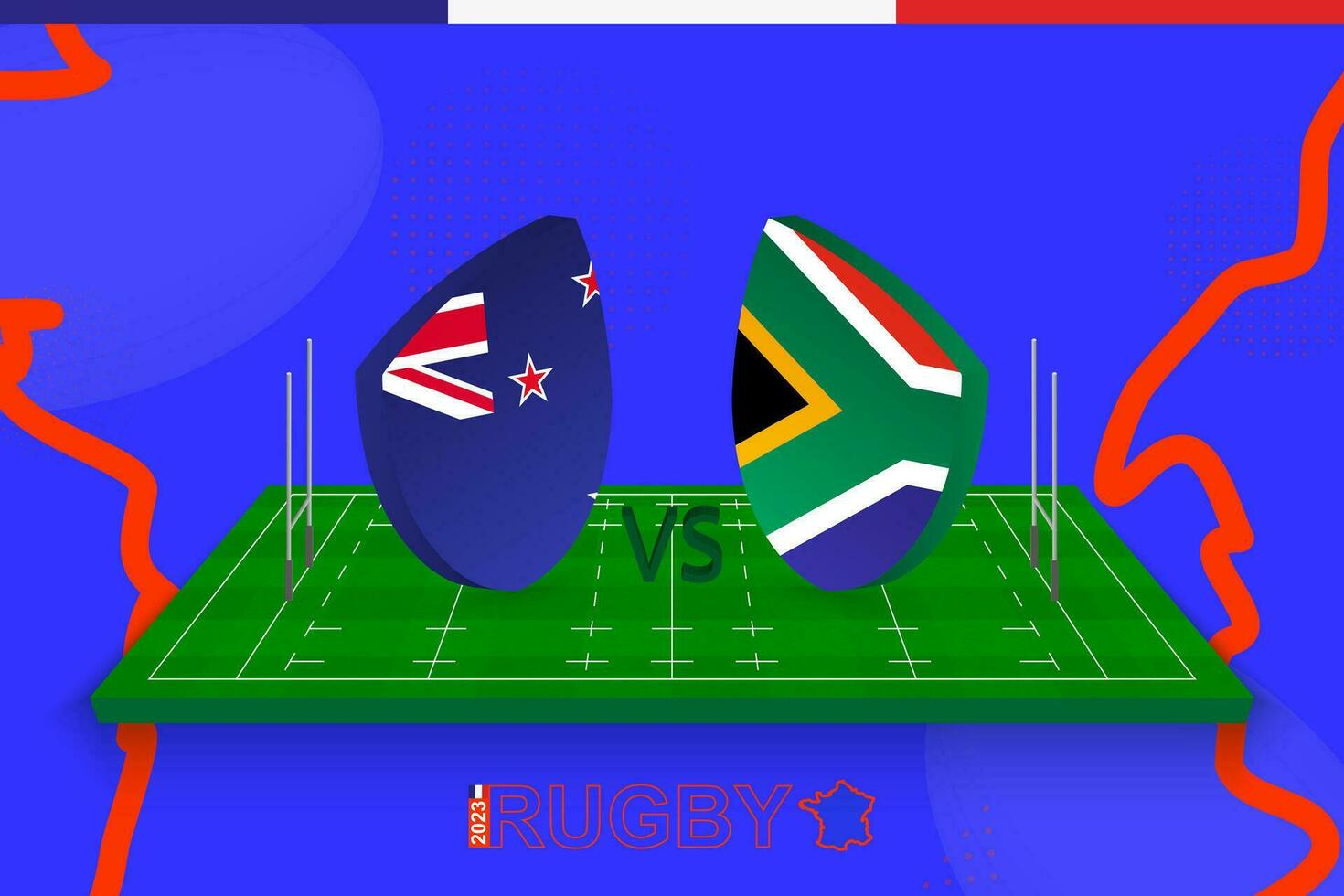 le rugby équipe Nouveau zélande contre Sud Afrique sur le rugby champ. le rugby stade sur abstrait Contexte pour final de international championnat. vecteur