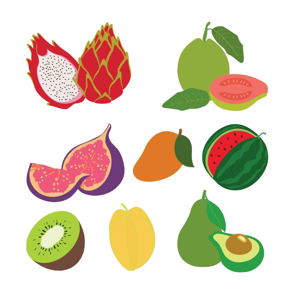fruit vecteur icône ensemble illustration dans plat style.