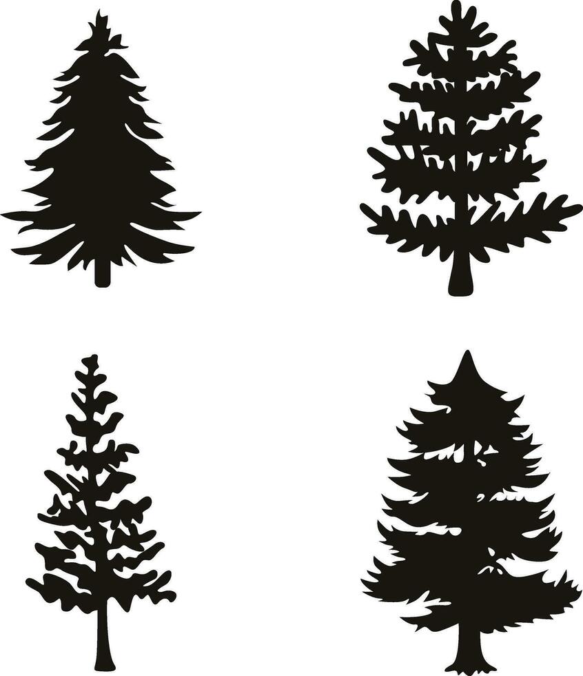 pin arbre silhouette avec plat conception. isolé sur blanc Contexte. vecteur illustration ensemble.