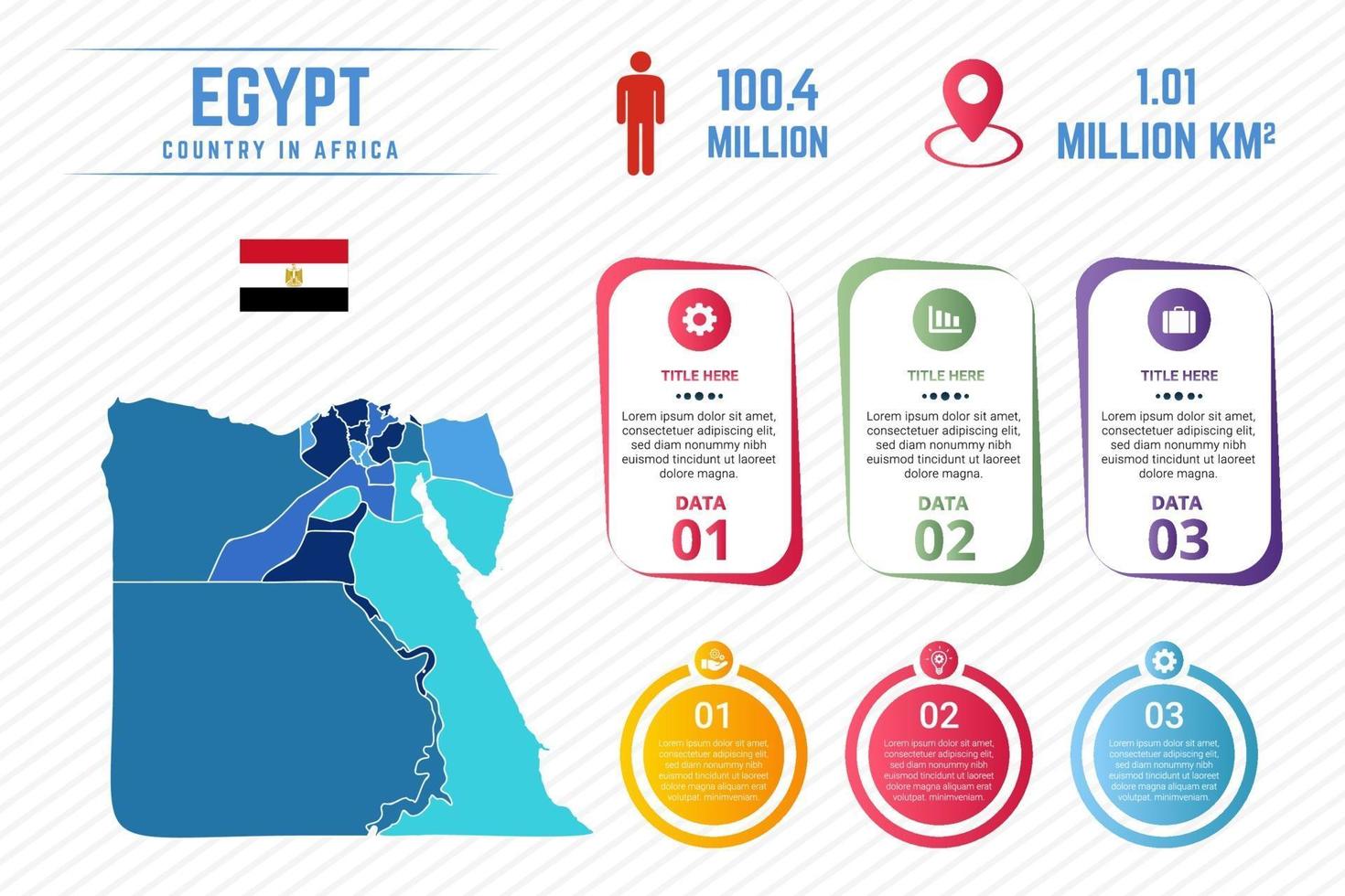 modèle d'infographie de carte d'egypte colorée vecteur