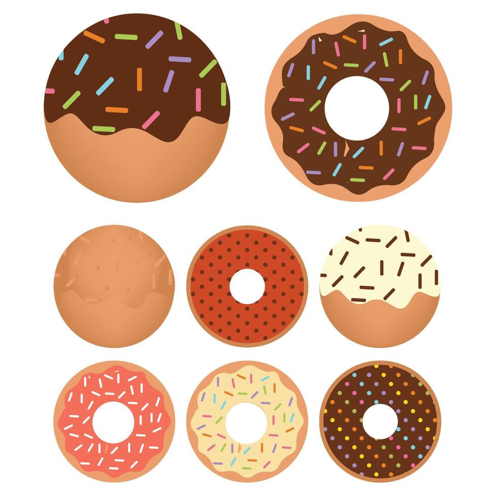 Donut Donut nourriture clipart dessin animé ensemble vecteur