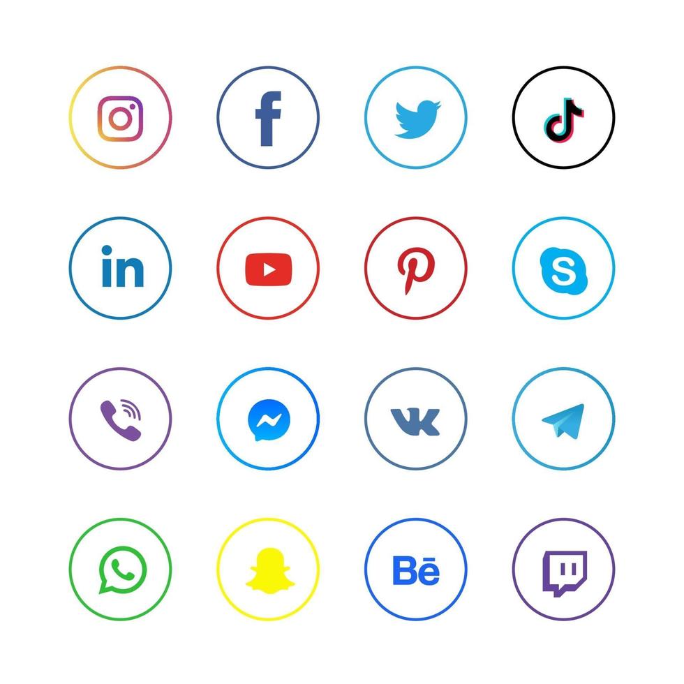 pack minimal d'icônes de médias sociaux vecteur