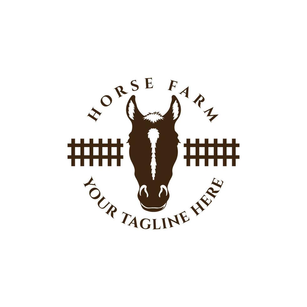 ancien rétro cheval avec clôture stable écurie pour ferme ranch logo illustration vecteur