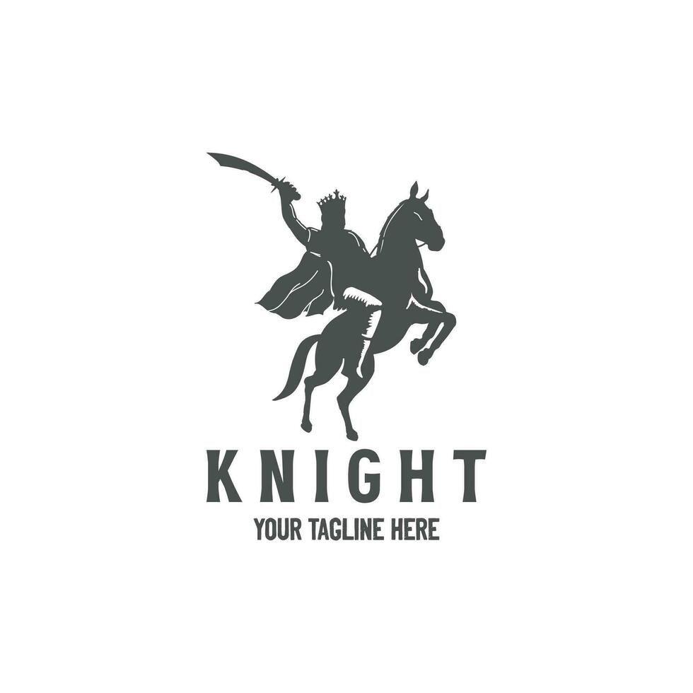 cheval Chevalier silhouette, médiéval cavalier à cheval guerrier apporter épée guerre logo illustration vecteur