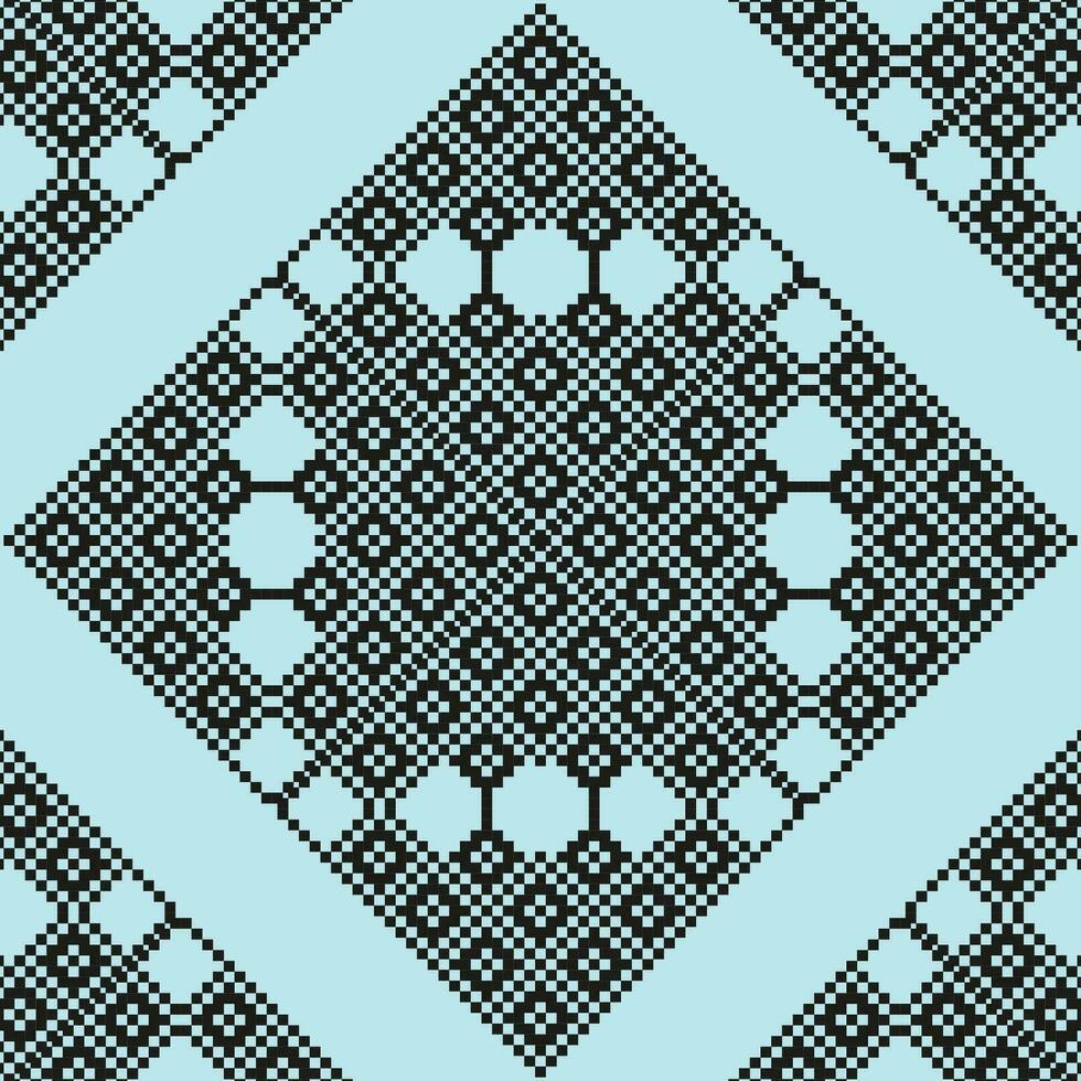 une noir et blanc géométrique symétrique modèle sur une bleu Contexte vecteur