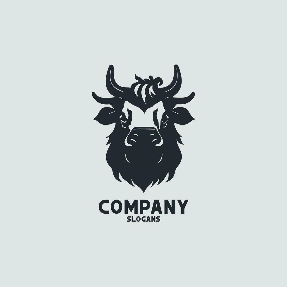 montagnes vache tête conception sur silhouette noir et blanc isolé Contexte. ferme animal. vaches logos ou Icônes. vecteur illustration
