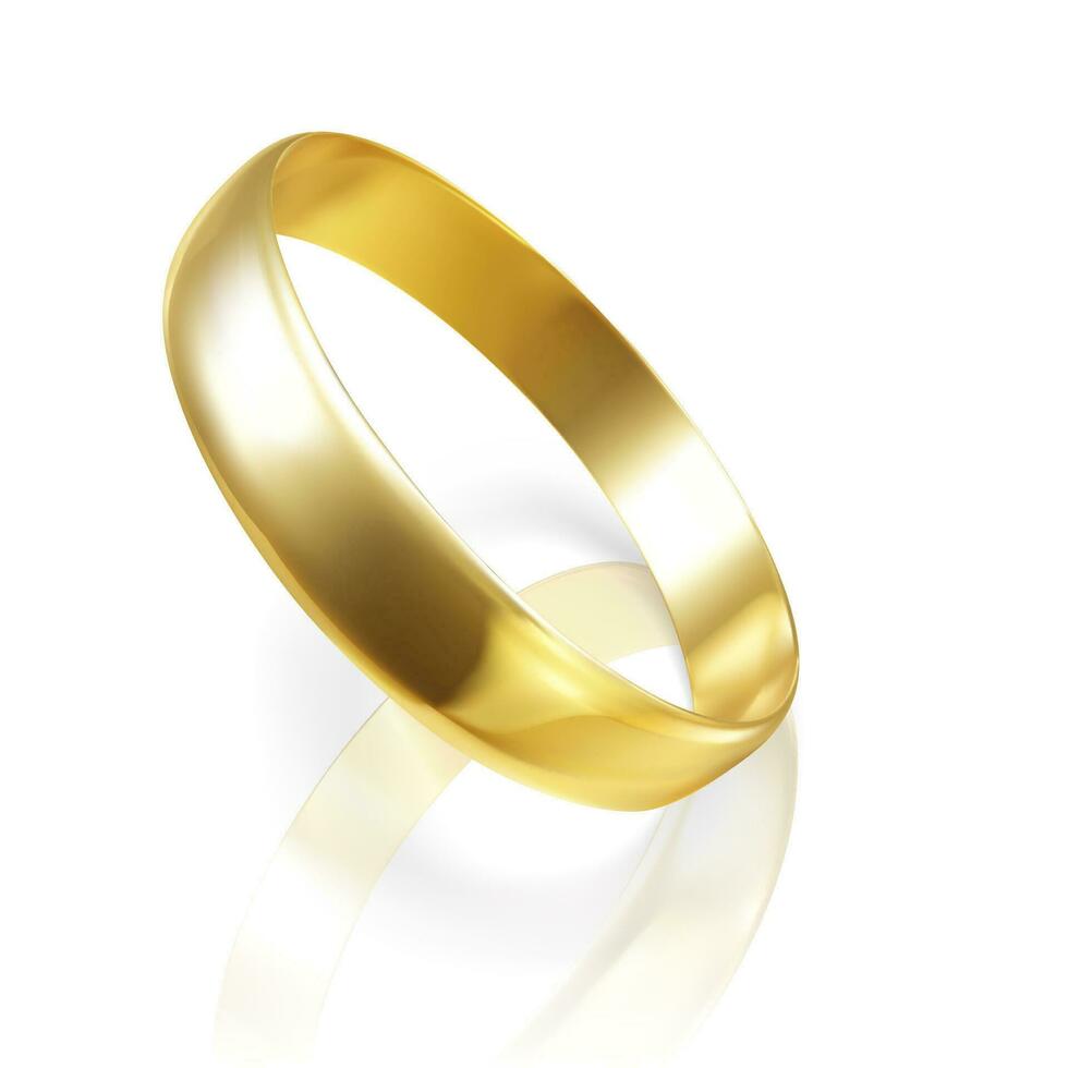 réaliste or mariage anneau. 3d rendre de d'or anneau. vecteur illustration