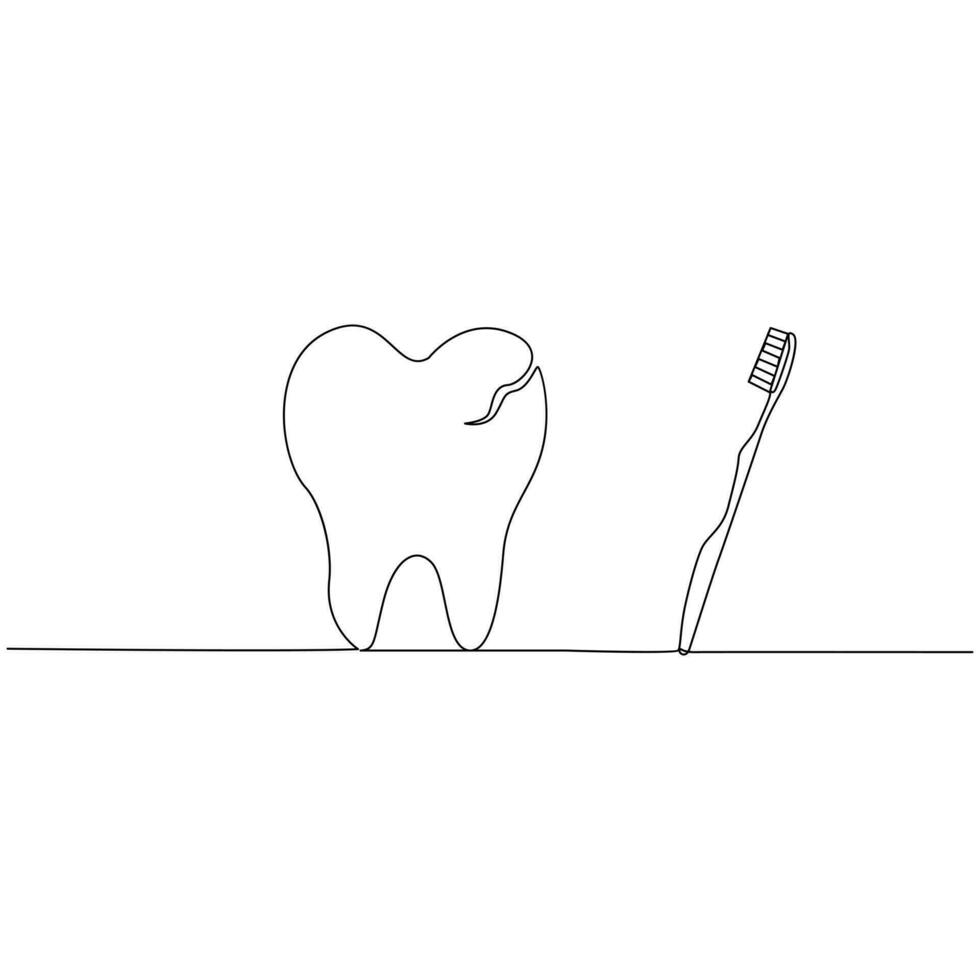 continu un ligne dessin de dent contour vecteur dessin et dent ligne icône conception