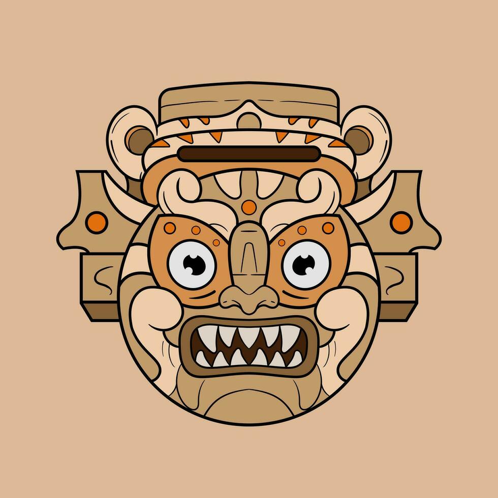 culture traditionnel éléments sourire en bois guerrier sculpture tribu conception. illustration conception bien pour tatouages, affiche élément ou impression vecteur