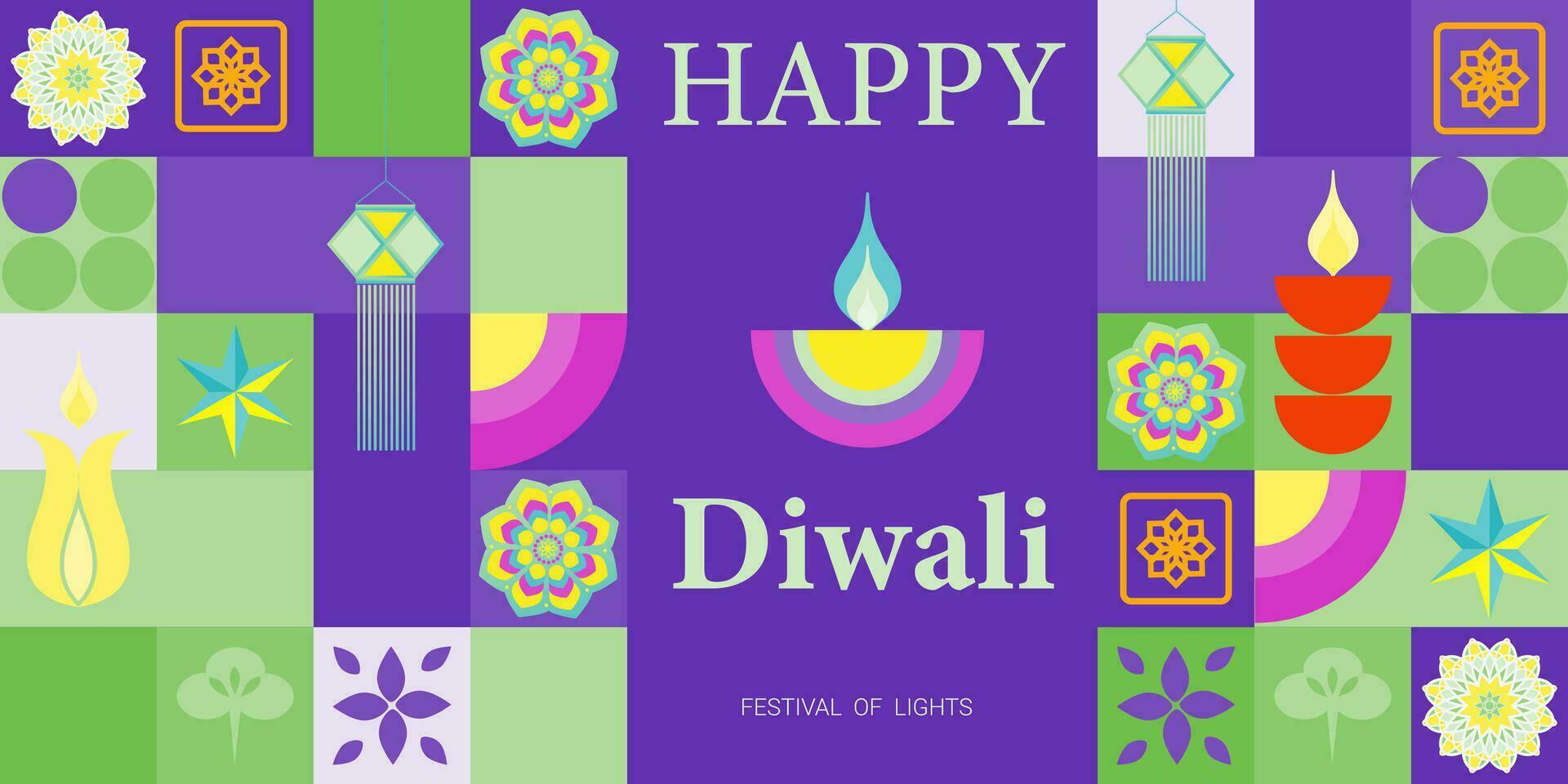 content Diwali, le Festival de lumière. moderne géométrique minimaliste conception. vecteur illustration