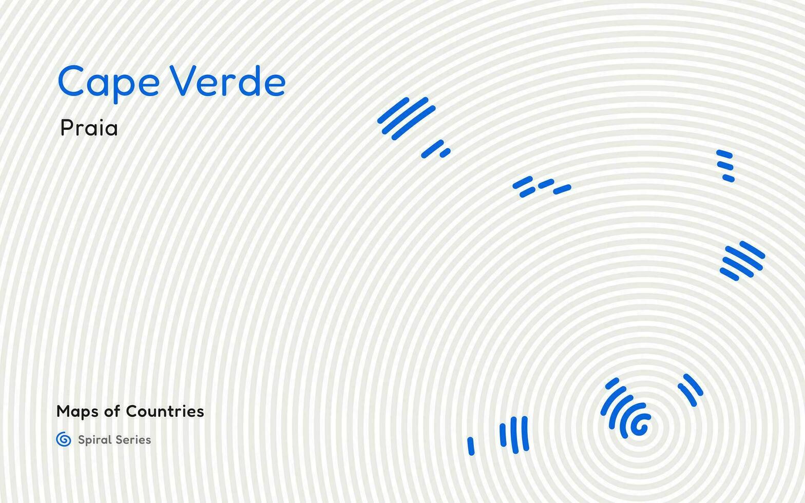 abstrait carte de cap verde cabo verde dans une cercle spirale modèle avec une Capitale de plage. africain ensemble. vecteur