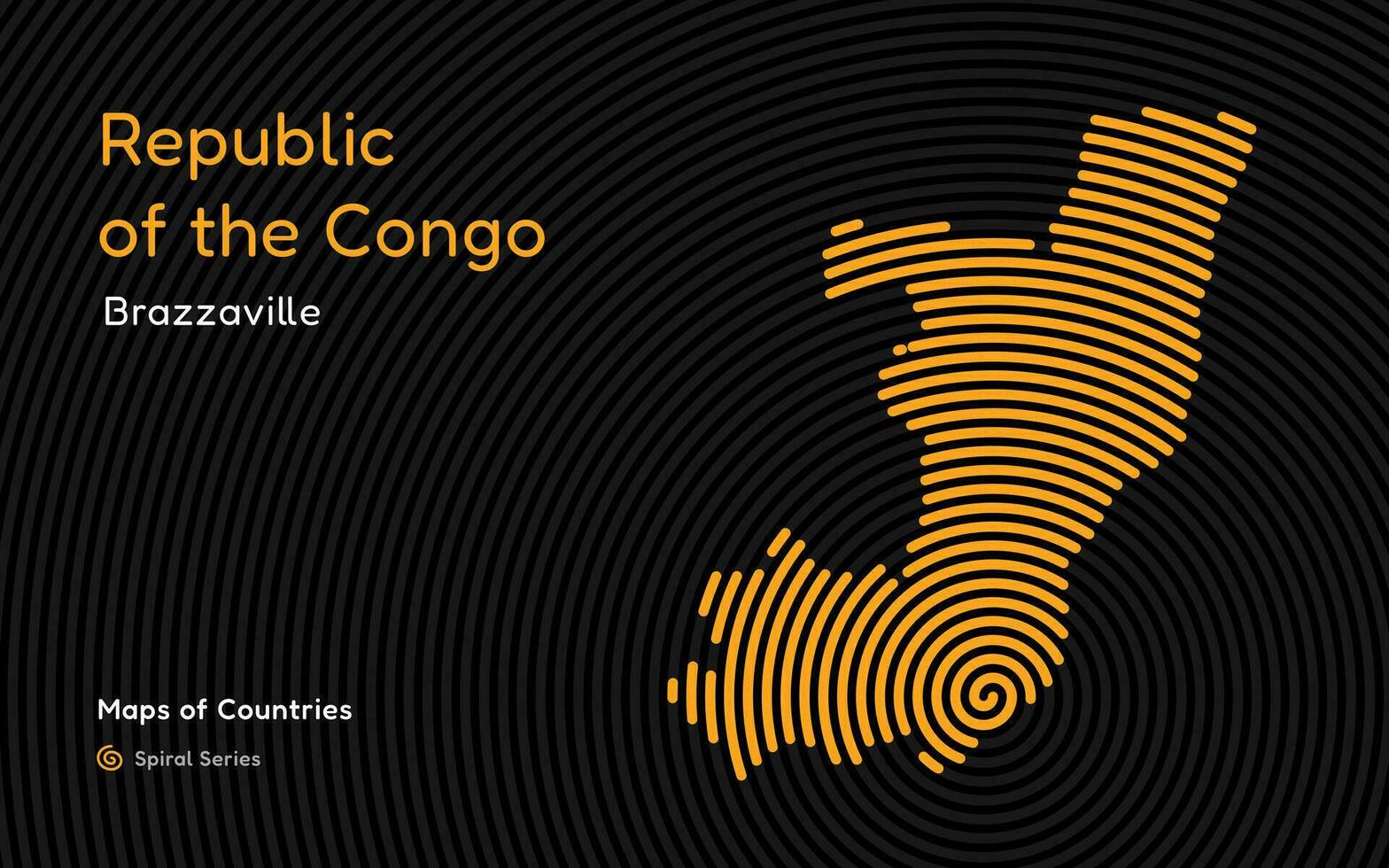 abstrait carte de le république de le Congo dans une cercle spirale modèle avec une Capitale de Brazzaville. africain ensemble vecteur