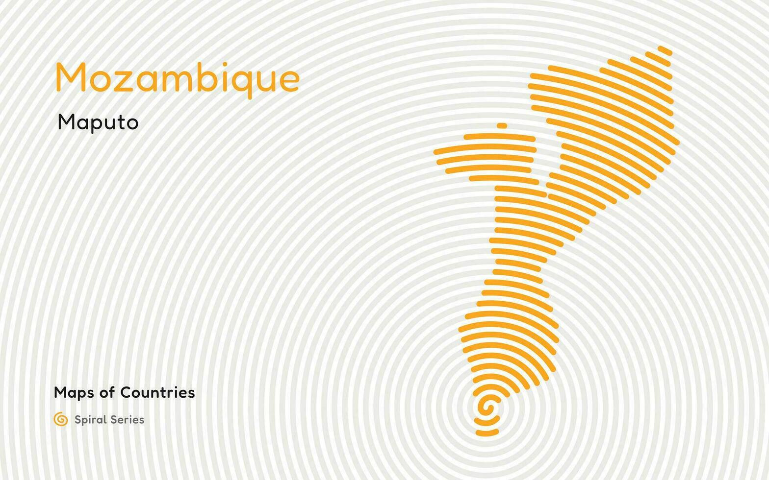 abstrait carte de mozambique dans une cercle spirale modèle avec une Capitale de Maputo. africain ensemble vecteur