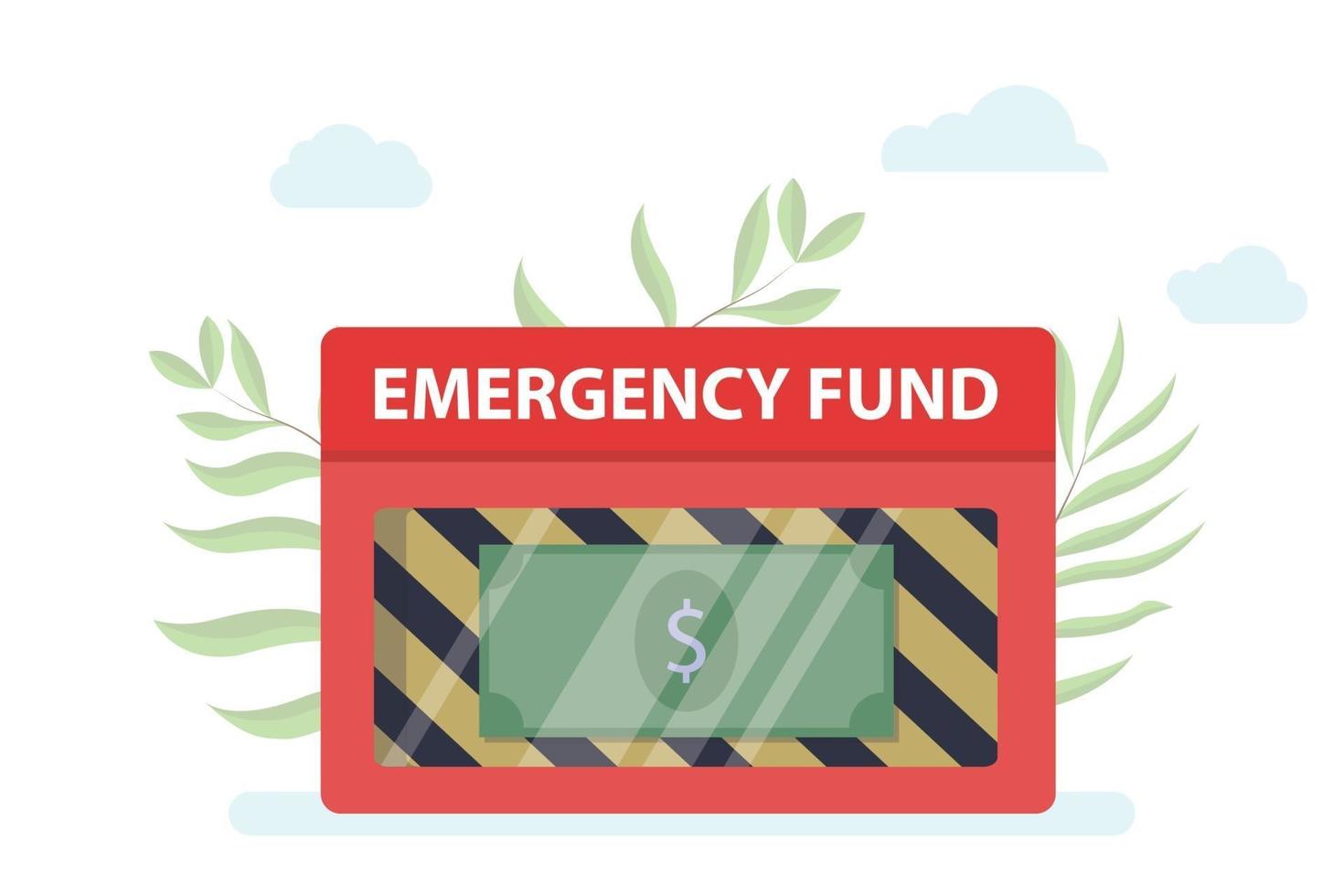 fonds d'urgence ou argent sur la pause d'urgence de la boîte rouge vecteur
