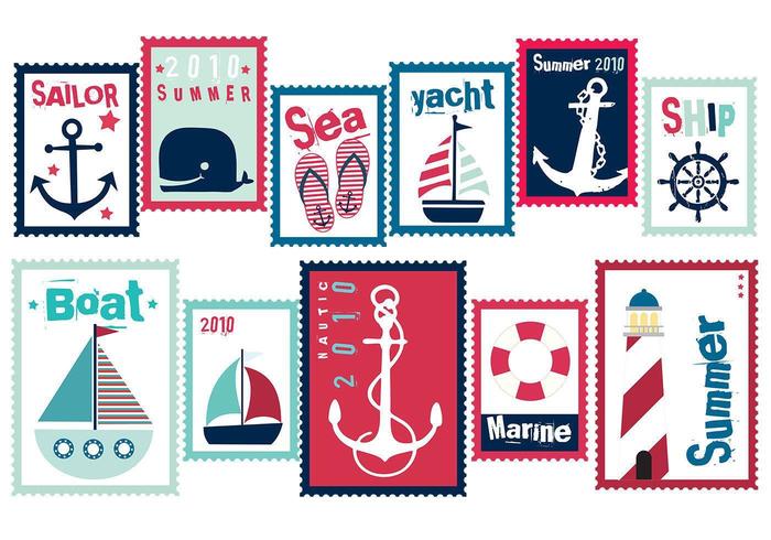 Paquet vecteur Sailor Summer Stamp