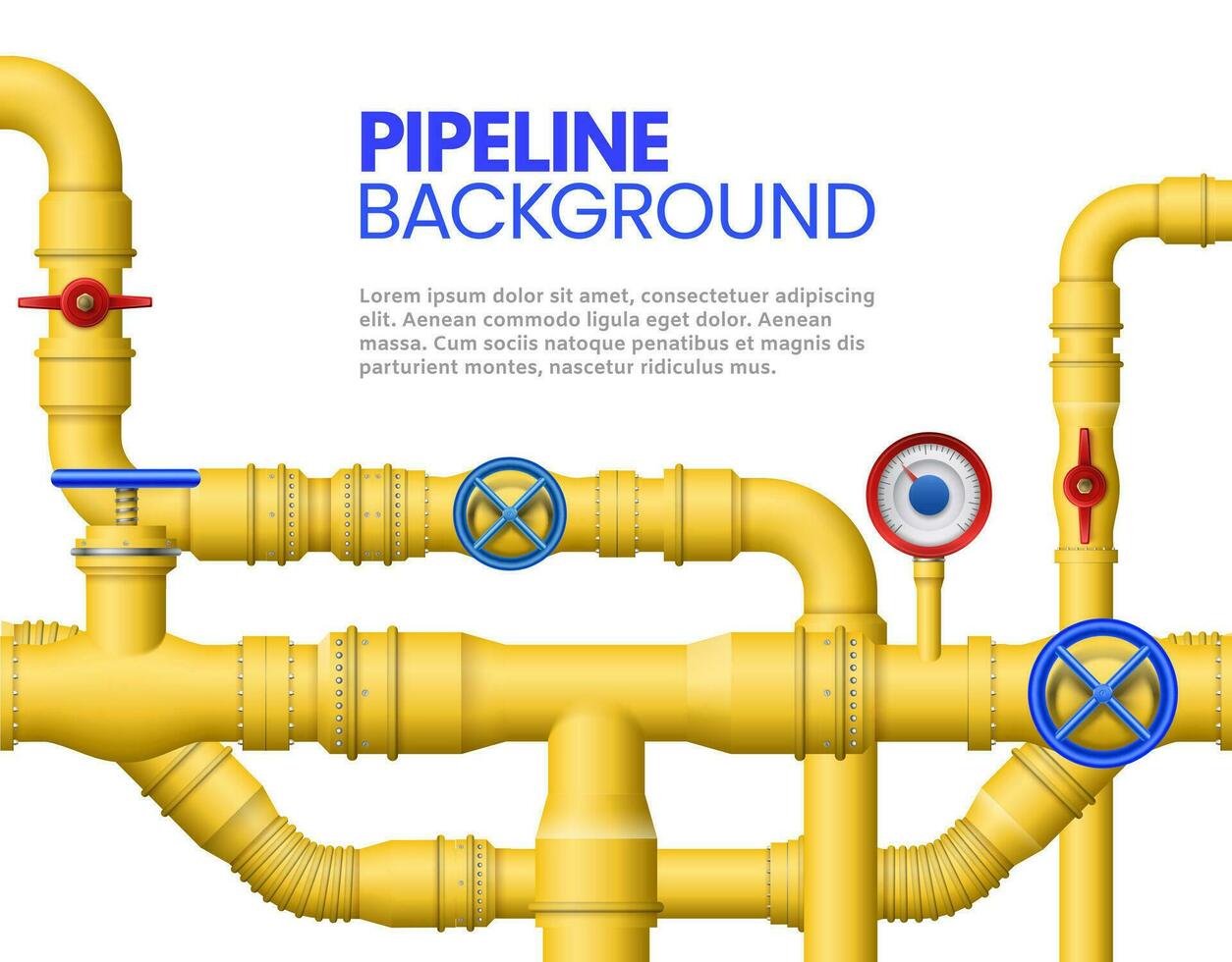 industriel gaz tuyau bannière. Jaune pipeline, pétrole tuyaux et pipelines vecteur illustration