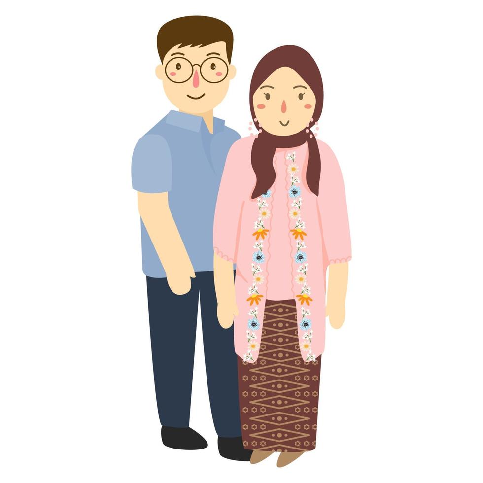 dessin animé mignon couple jeune homme et femme vecteur