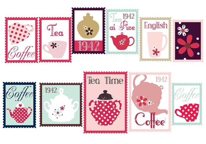 Pack de vecteur de timbres de café et de thé