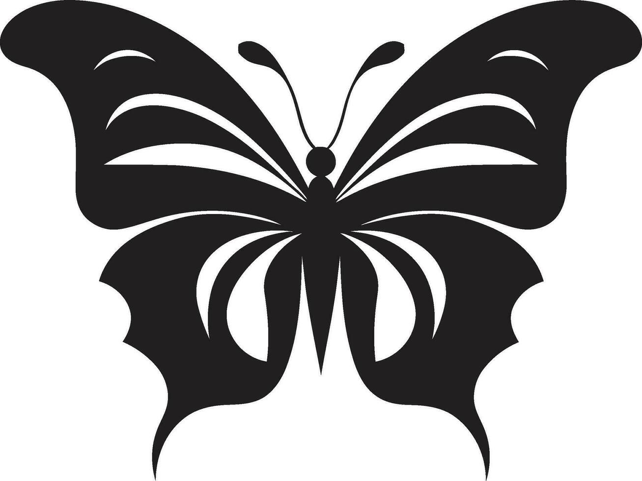 noir papillon icône une intemporel marque complexe battement noir papillon conception vecteur