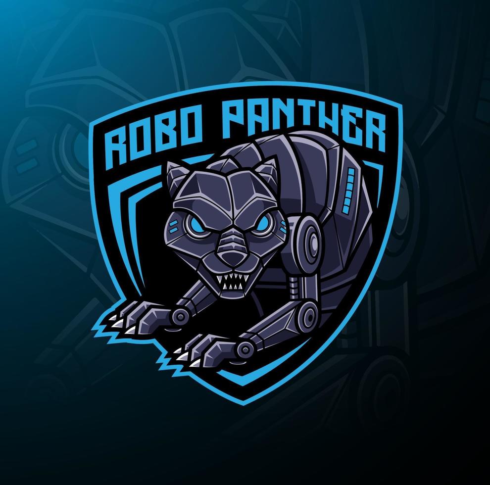 création de logo de mascotte de robot panthère vecteur