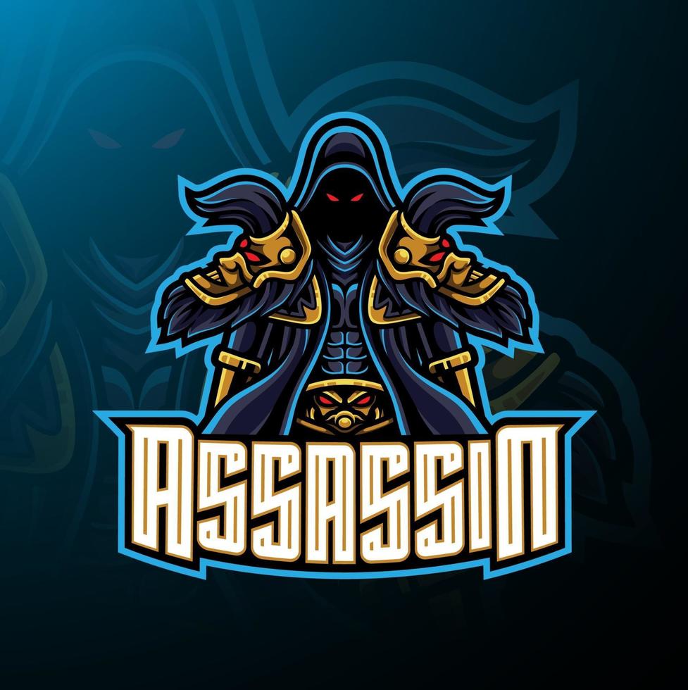 création de logo de mascotte de sport assassin vecteur