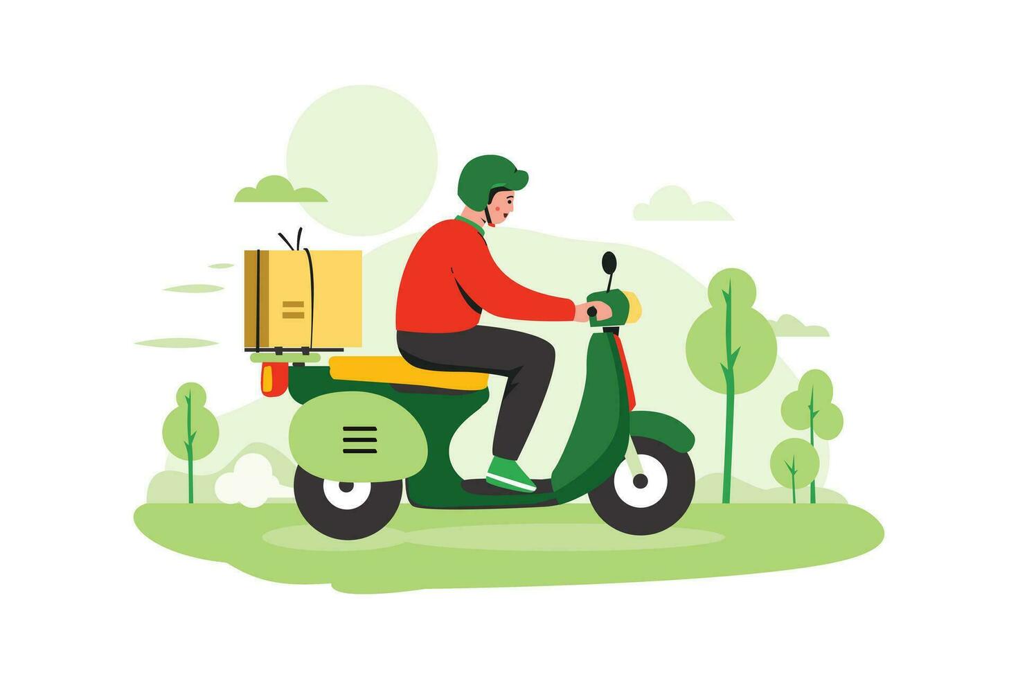 illustration de une expéditeur équitation une moto vecteur