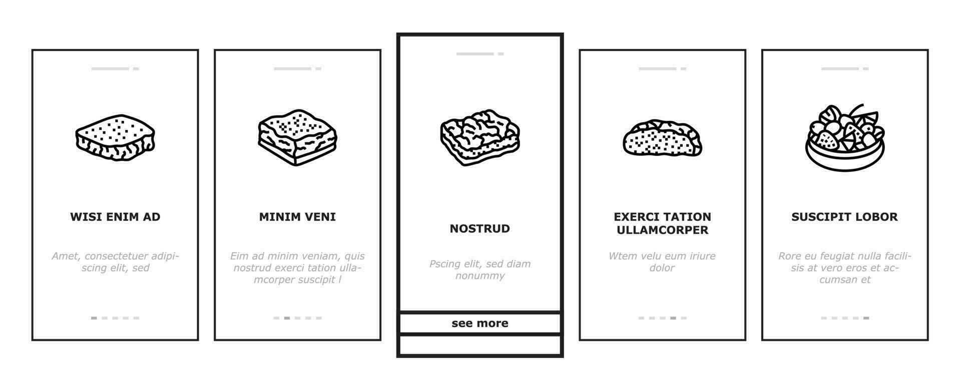 nourriture dessert casse-croûte menu l'intégration Icônes ensemble vecteur