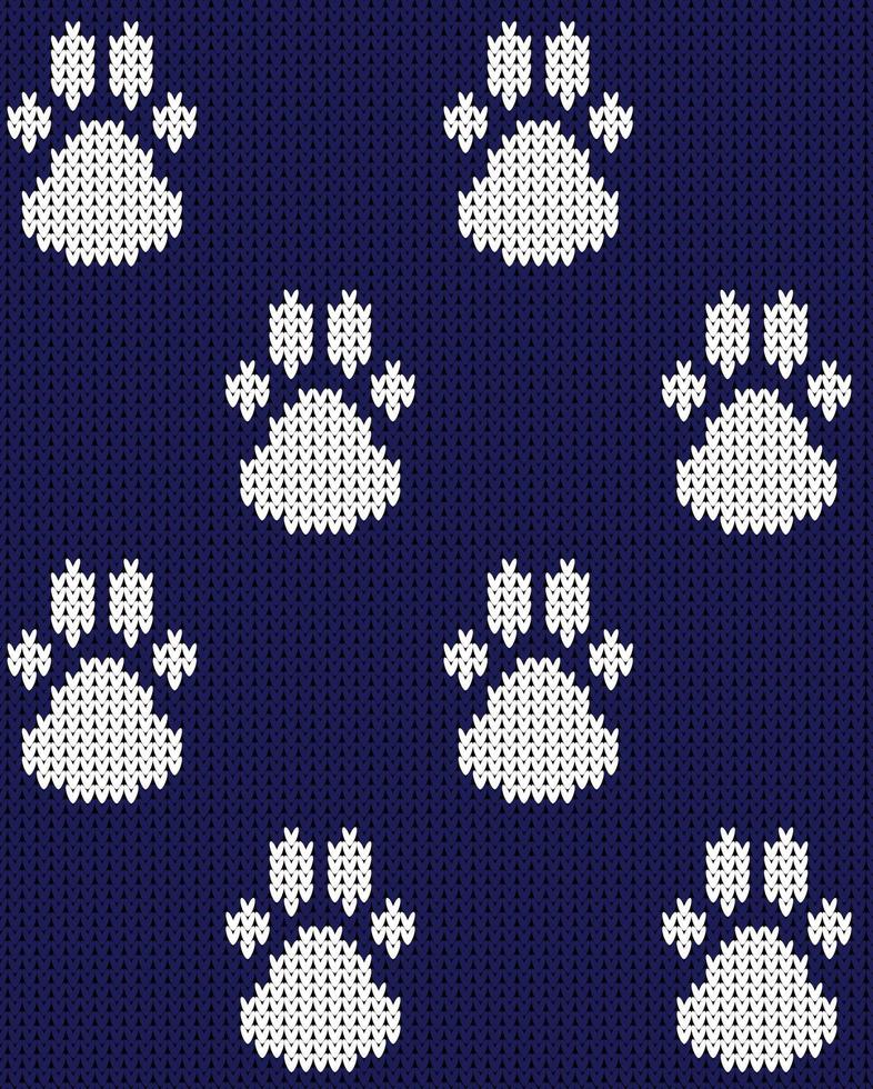 Patte de chien tricoté transparente motif bleu blanc illustration vectorielle vecteur