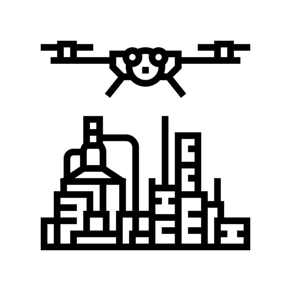 pétrole et gaz inspection drone ligne icône vecteur illustration