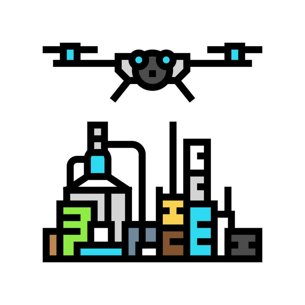 pétrole et gaz inspection drone Couleur icône vecteur illustration